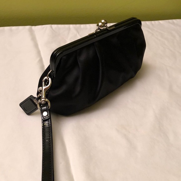 Coach Black satin evening clutch or wristlet - Picture 7 of 8